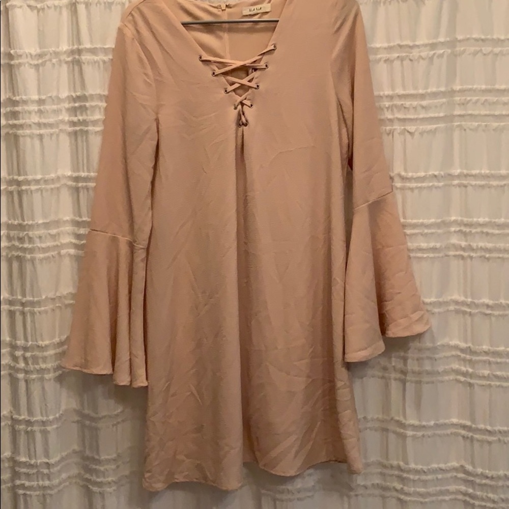 Blush bell sleeve dress